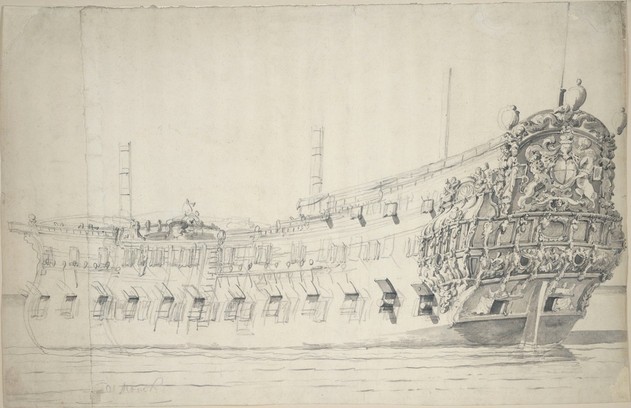 Muotokuva "Monckista", noin 1676 (grafiitti, pesu). tekijältä Willem van de the Elder Velde
