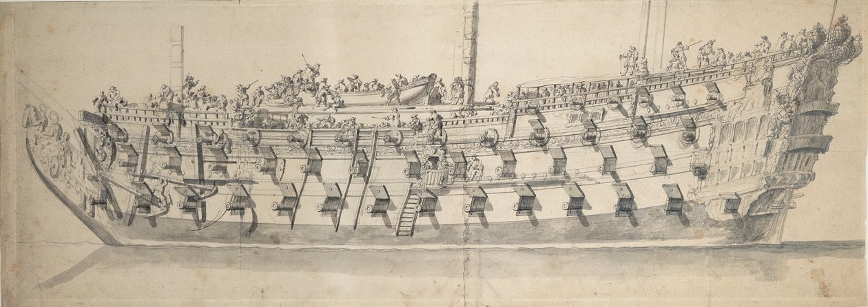 Neptunuksen muotokuva, noin 1685 (piirustus). tekijältä Willem van de the Elder Velde