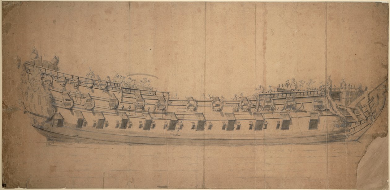 Tiikerin muotokuva (1647), noin 1681 (grafiitti, harmaa pesu). tekijältä Willem van de the Elder Velde