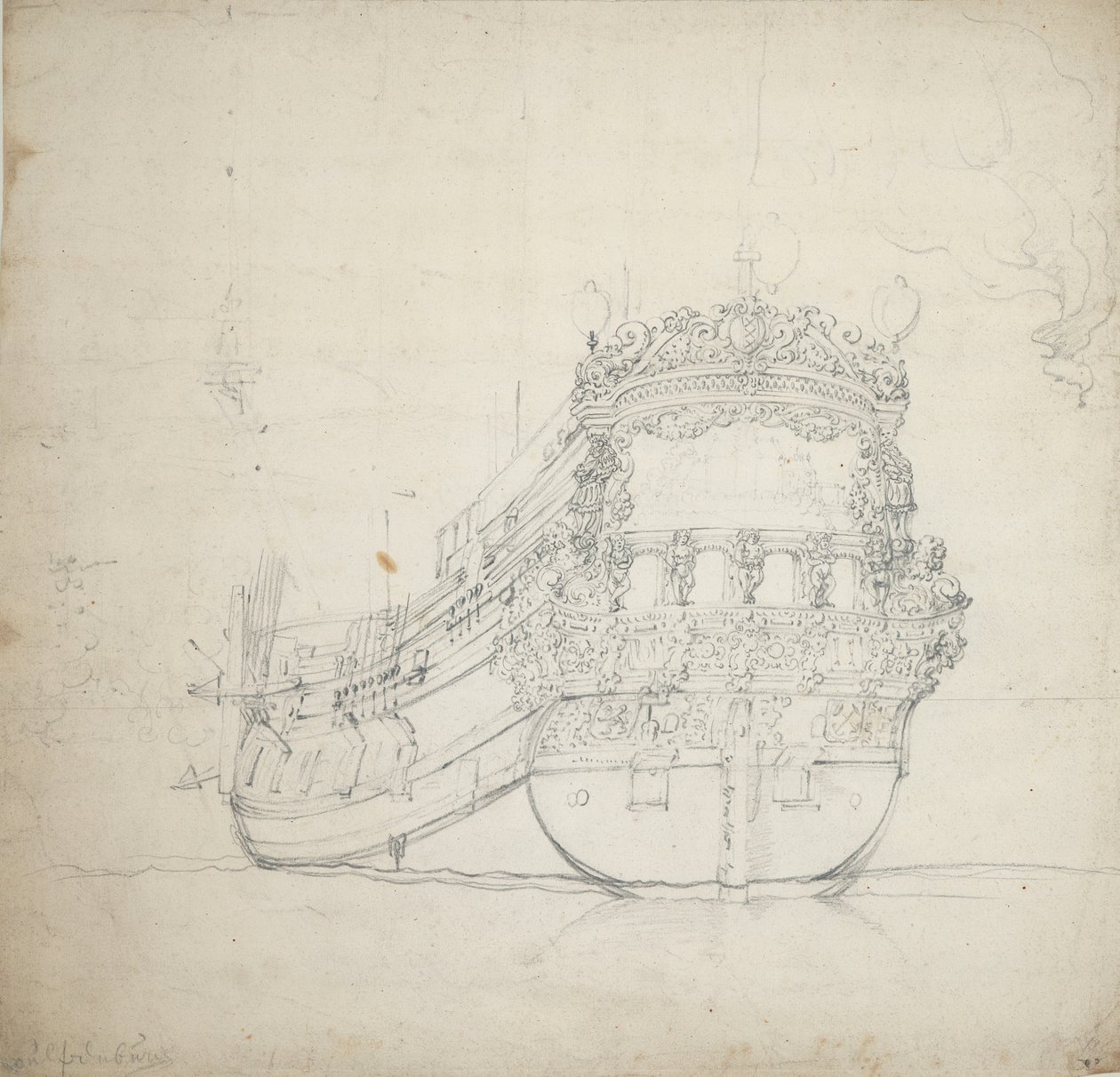 Wulpenburgin muotokuva, noin 1659 (grafiitti). tekijältä Willem van de the Elder Velde