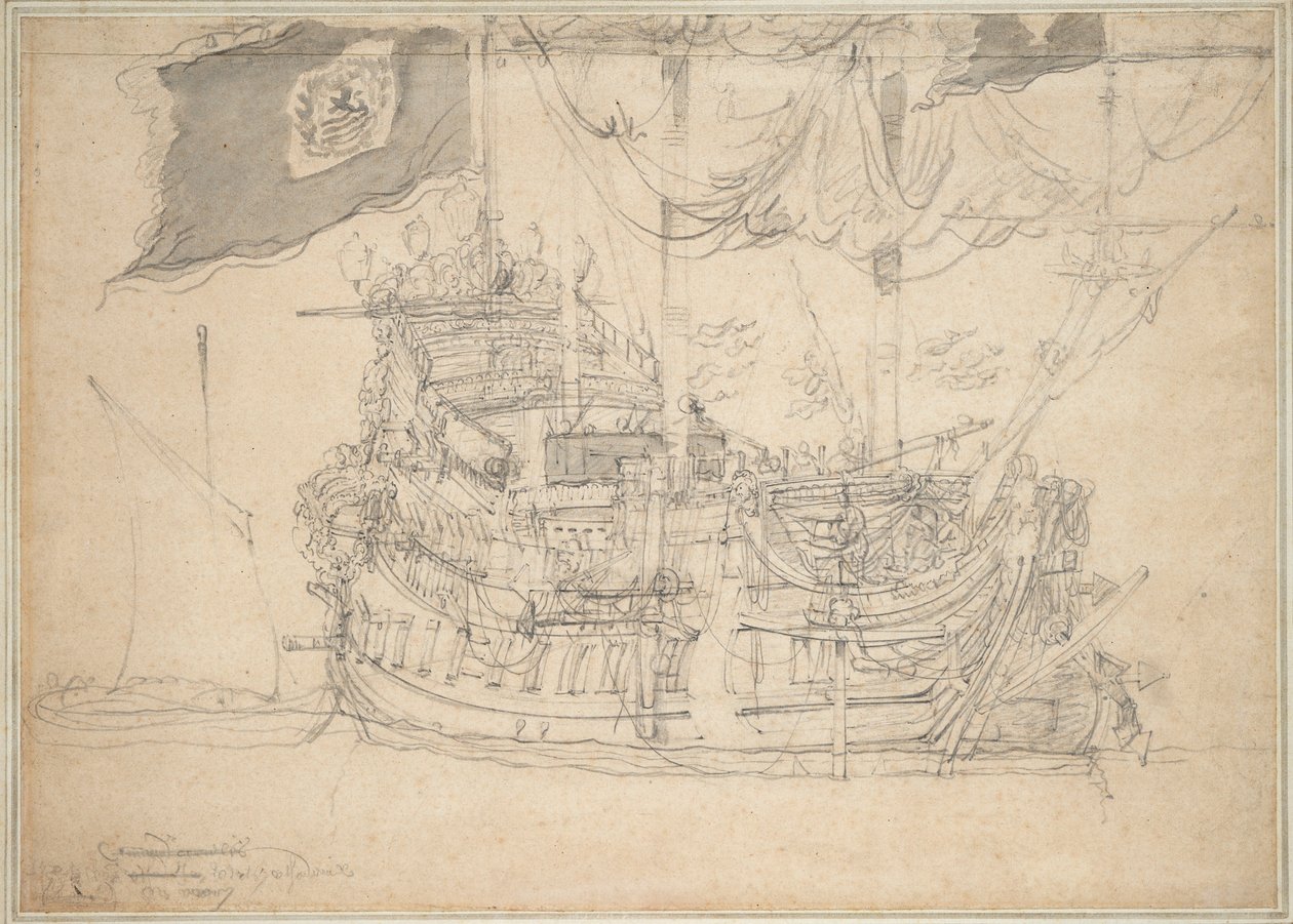 Muotokuva "Zeelandia", noin 1659 (grafiitti, harmaa pesu). tekijältä Willem van de the Elder Velde