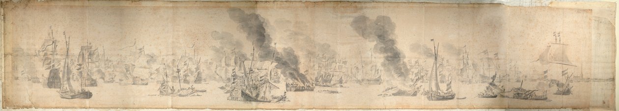 The Battle of the Sound, 29. lokakuuta 1658, noin 1658 (paperi). tekijältä Willem van de the Elder Velde