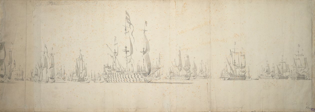 Päivä ennen Lowestoftin taistelua, 2.-12. kesäkuuta 1665. tekijältä Willem van de the Elder Velde