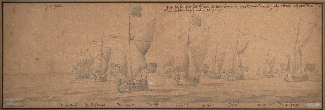 Jahdit saapuvat Hollannin rannikolle 9. joulukuuta 1677. tekijältä Willem van de the Elder Velde