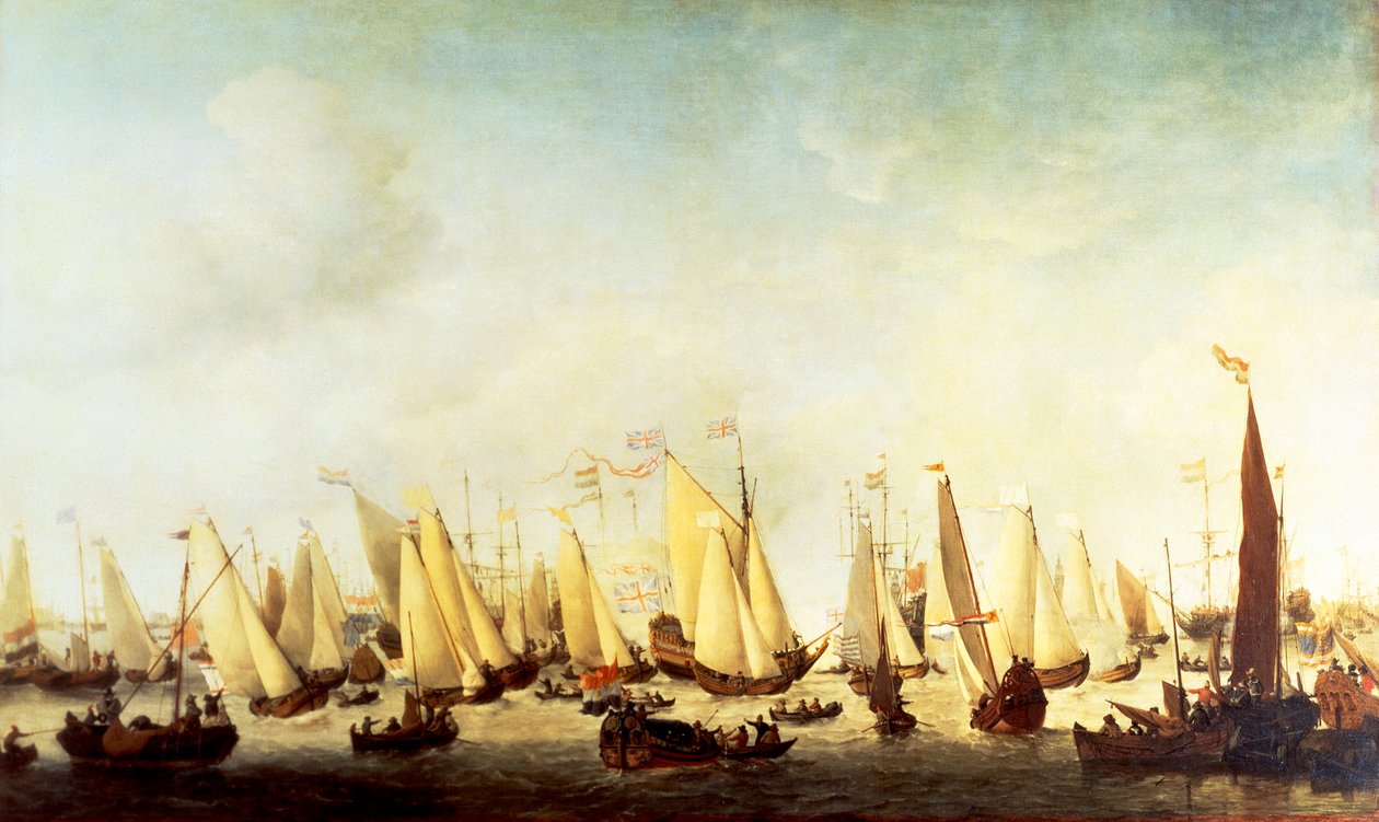 Charles II Stuartin nousu Scheveningenissä tekijältä Willem van de Velde the Younger