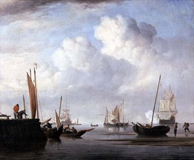 Kalastusveneet ja muut purjealukset (öljy kankaalle) tekijältä Willem van de Velde the Younger