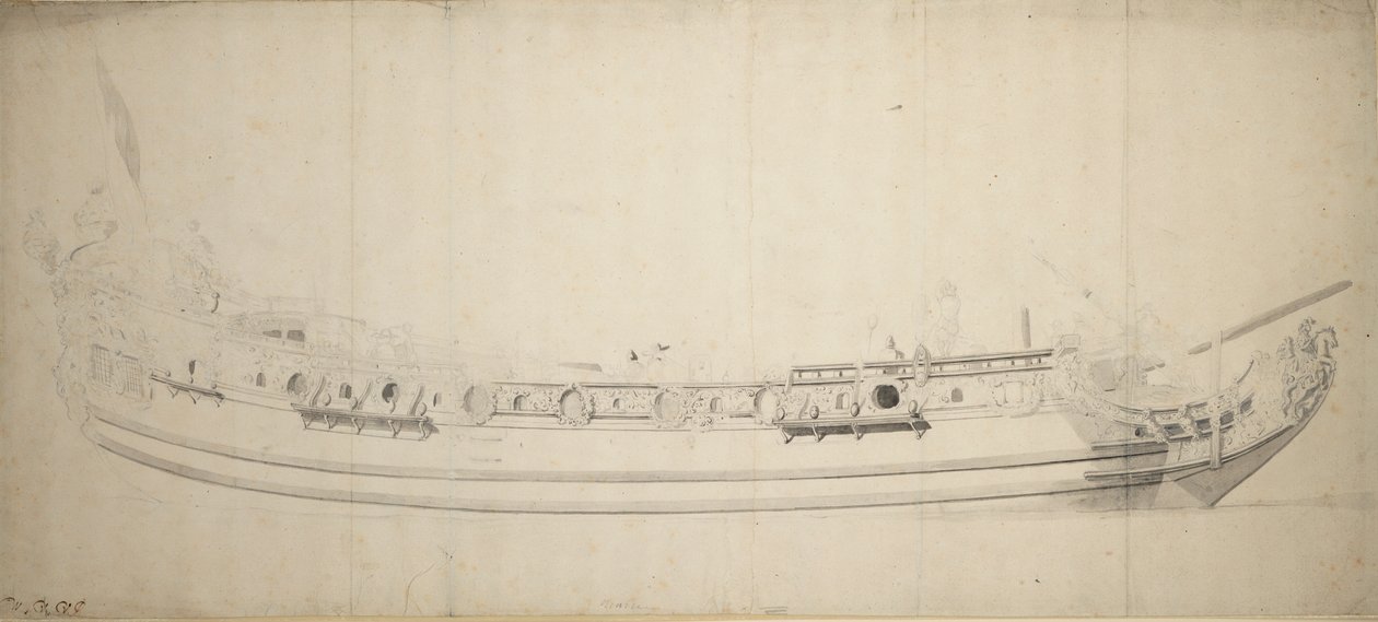 Muotokuva "Saudadoista", noin 1676 (grafiitti, harmaa tussi). tekijältä Willem van de Velde the Younger