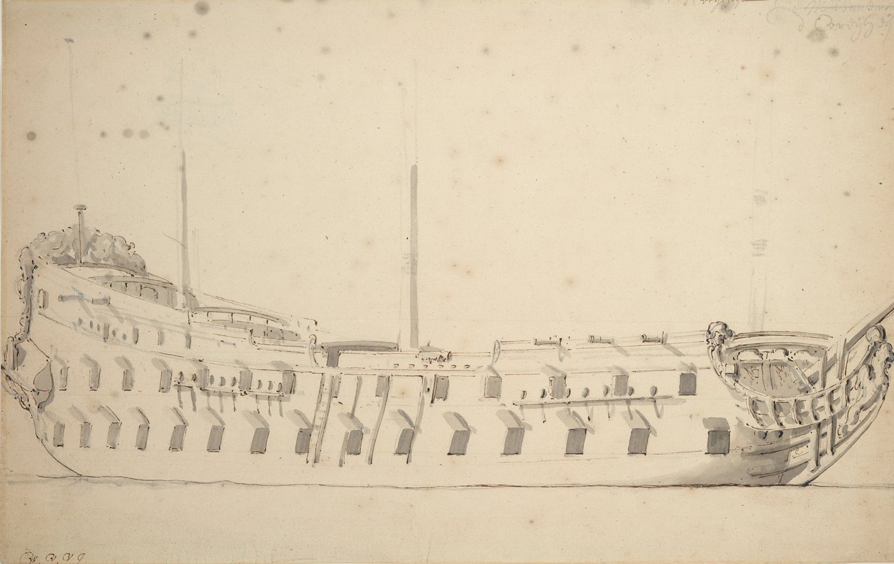 Muotokuva "Vrijheid", noin 1686 (grafiitti, harmaa pesu). tekijältä Willem van de Velde the Younger