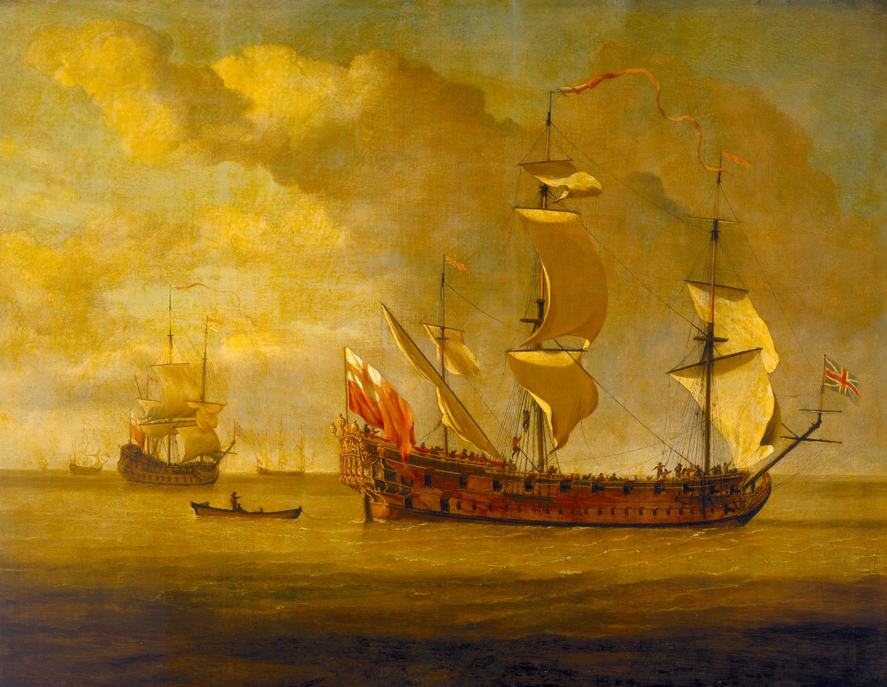 Charles Galley" kevyen tuulen edessä, 1600-luvun loppupuoli (öljy paneelille). tekijältä Willem van de Velde the Younger