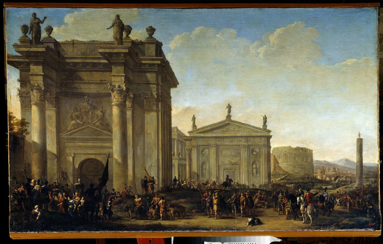 Voittokulkue. Willem van de Velde nuoremman maalaus (1633-1707). Öljy kankaalle, hollantilainen taide, barokkityyli. Valtion ulkoilmamuseo Palace Gatchina, Pietari. tekijältä Willem van de Velde the Younger