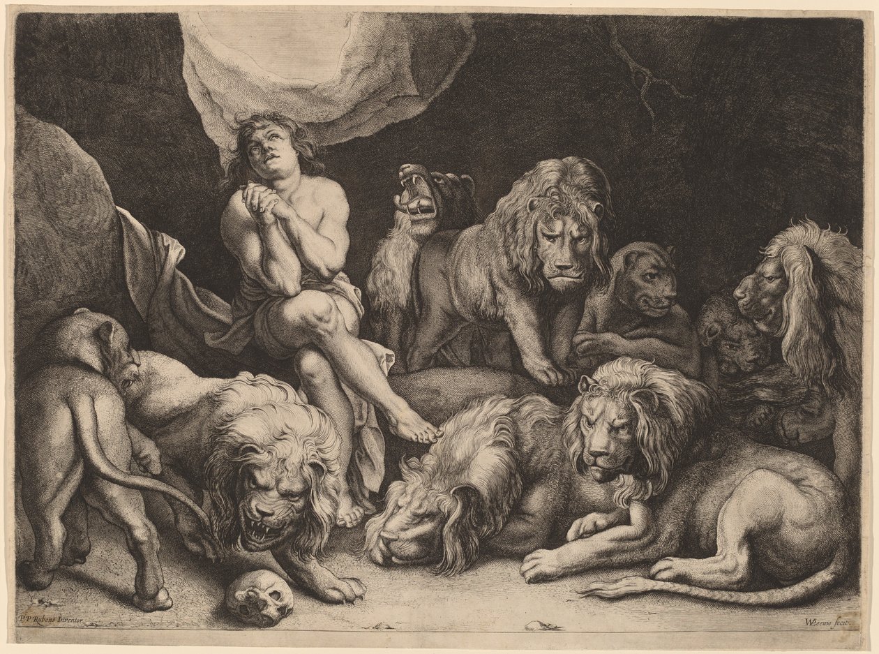 Daniel Leijonien luolassa tekijältä Willem van der Leeuw after Sir Peter Paul Rubens