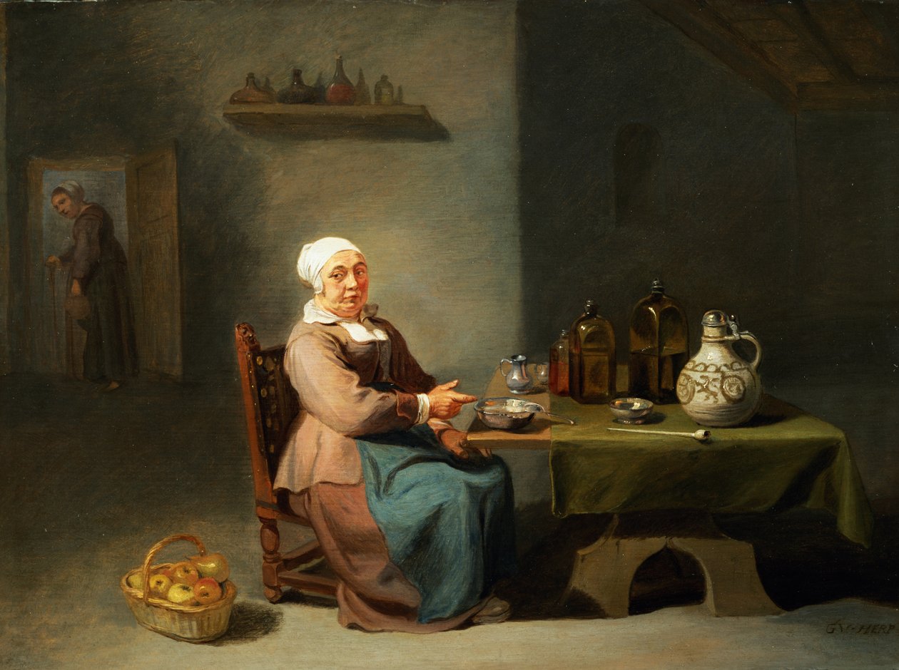 Nainen keittiössä tekijältä Willem van the Elder Herp