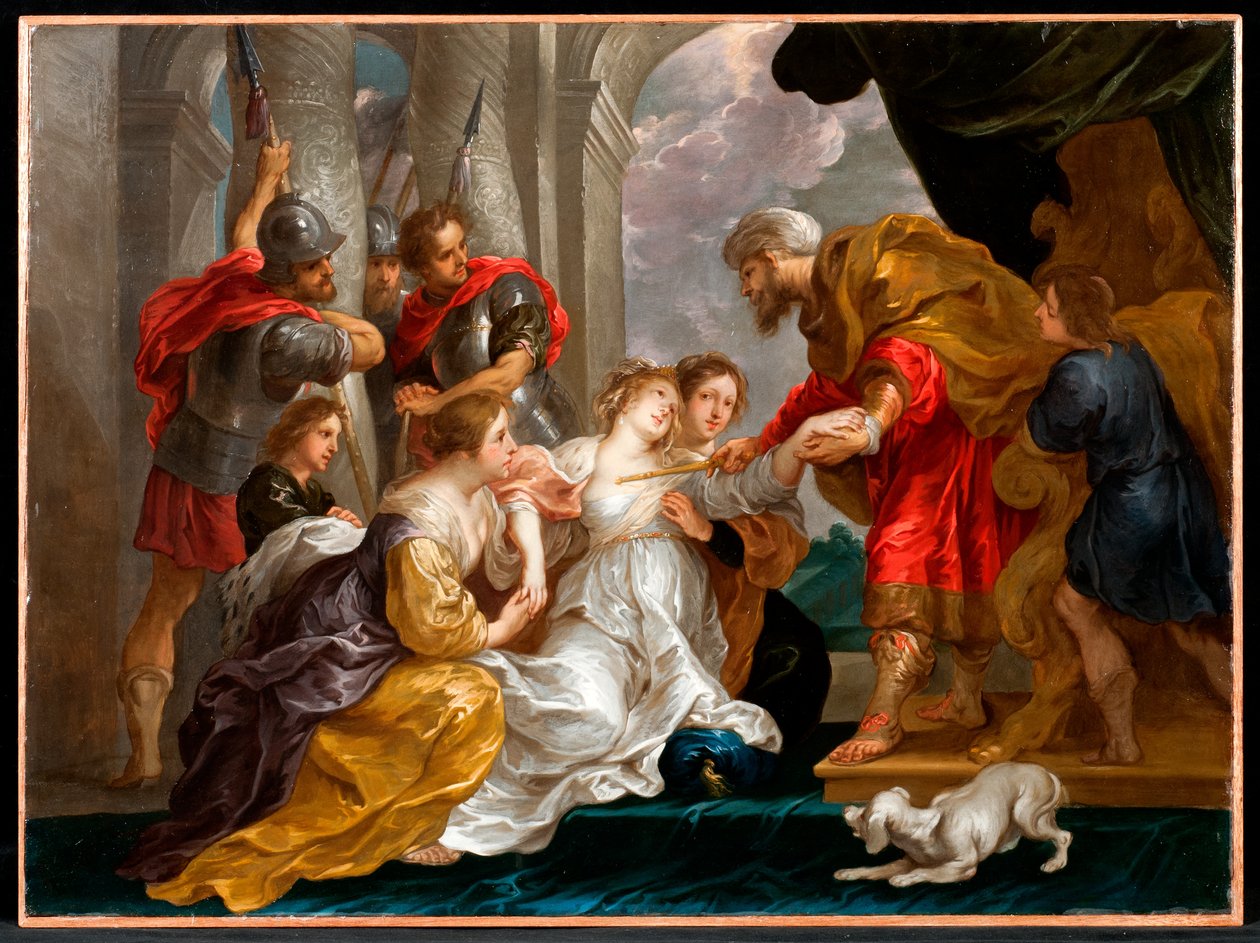 Esther esittelee itsensä palatsissa (öljy kuparilla) tekijältä Willem van the Elder Herp