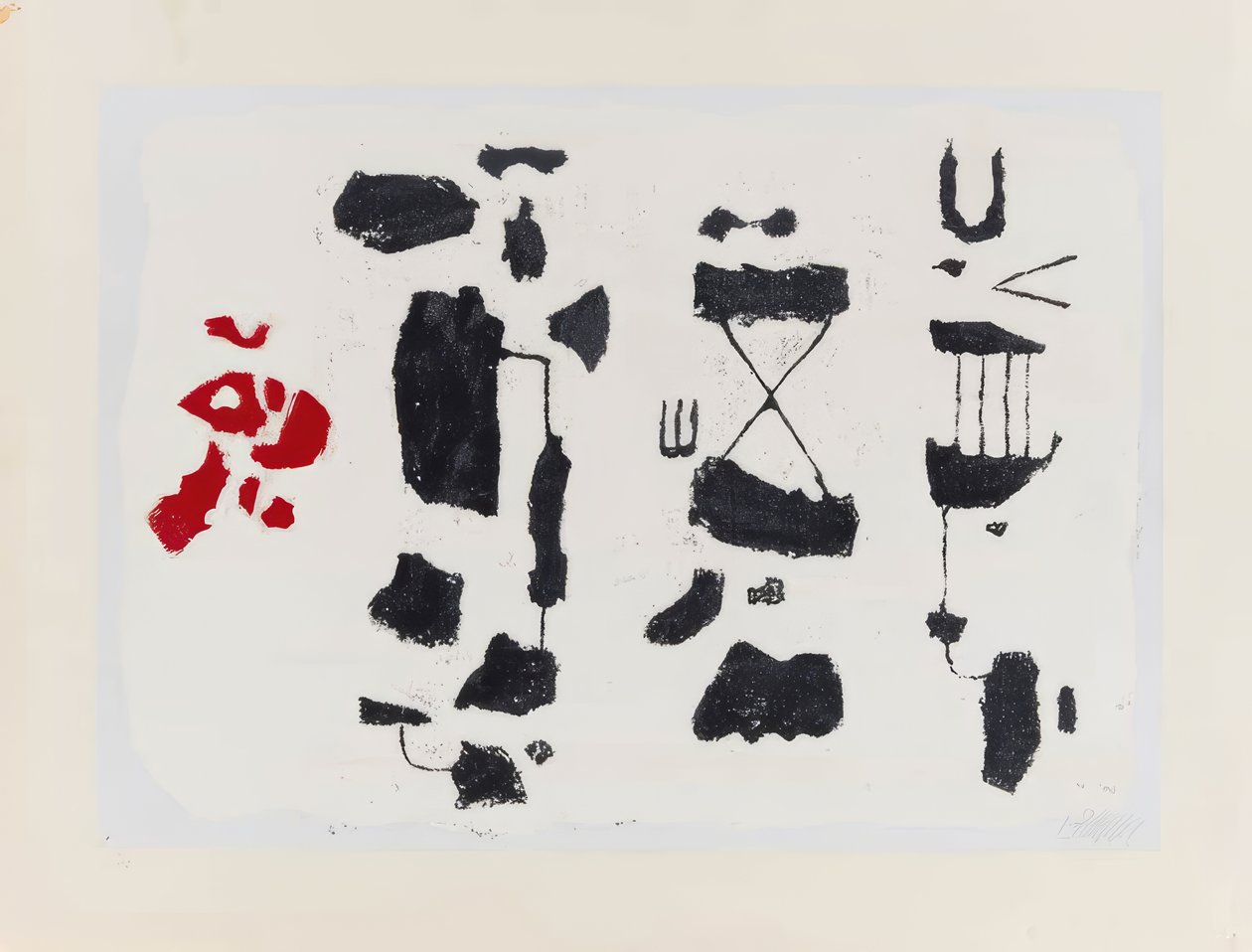 Mustat merkit - Mustat hahmot punaisella muodolla tekijältä Willi Baumeister