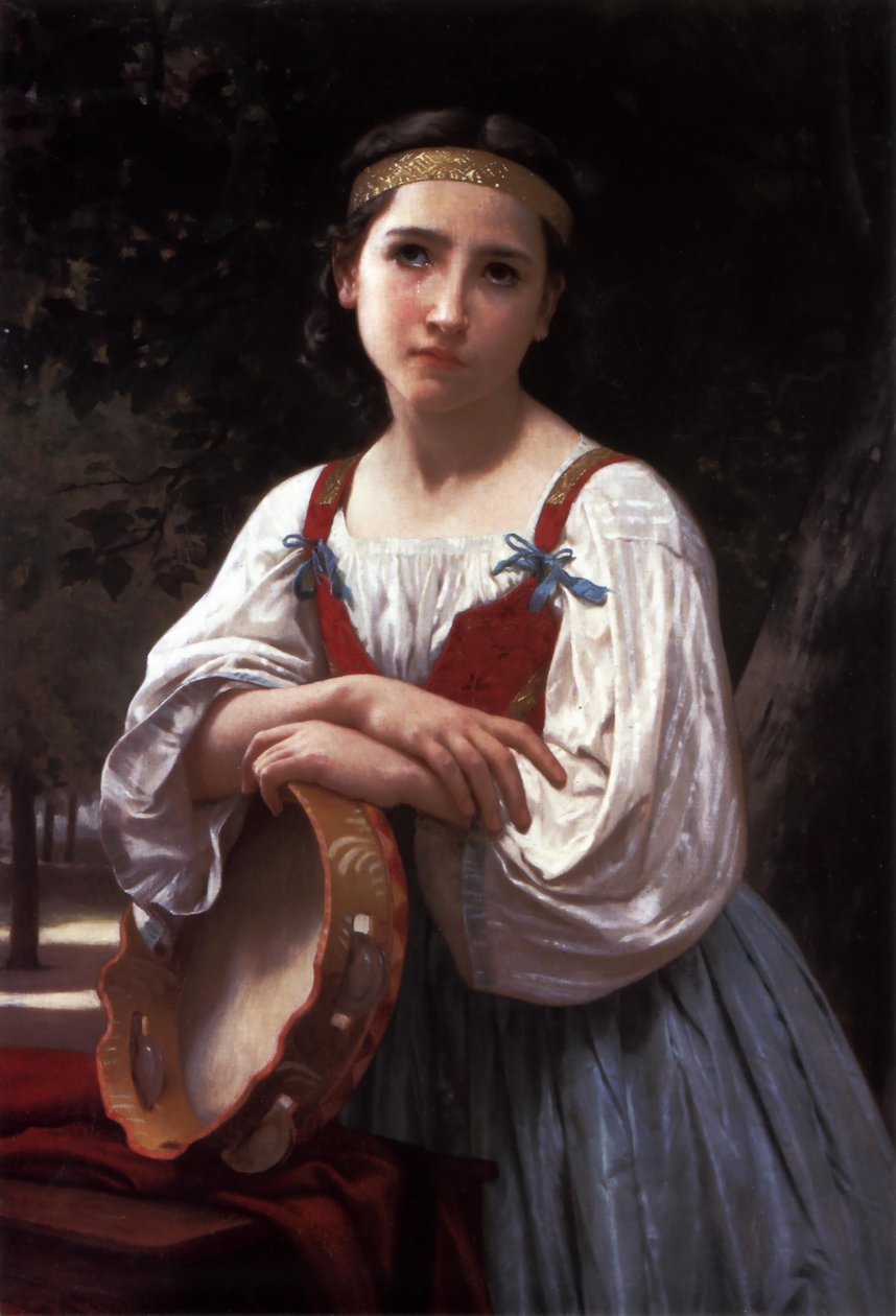 Gypsy Girl with Basque Drum tekijältä William Adolphe Bouguereau