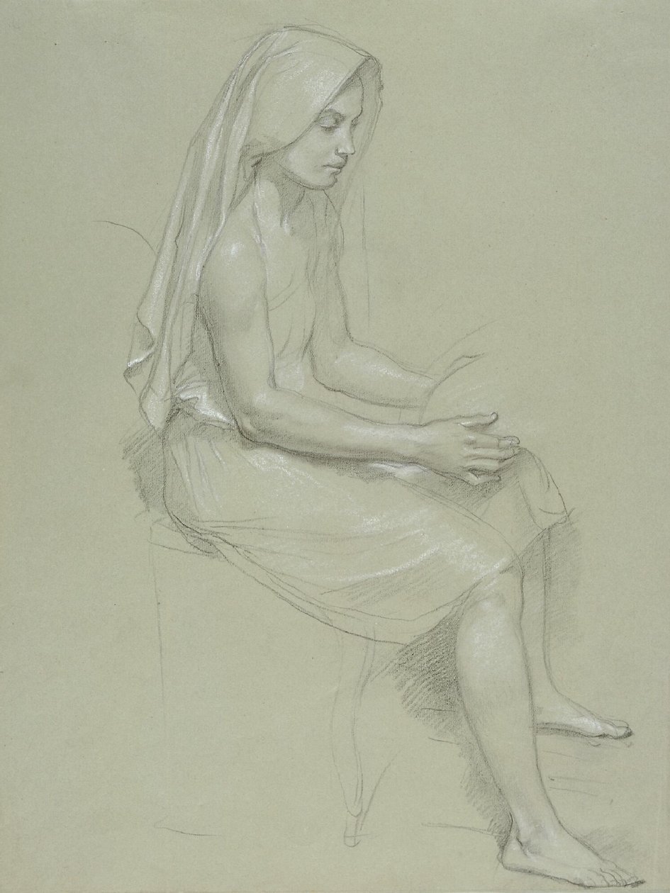 Tutkimus istuvasta verhotusta naishahmosta (1800 -luku) .png tekijältä William Adolphe Bouguereau