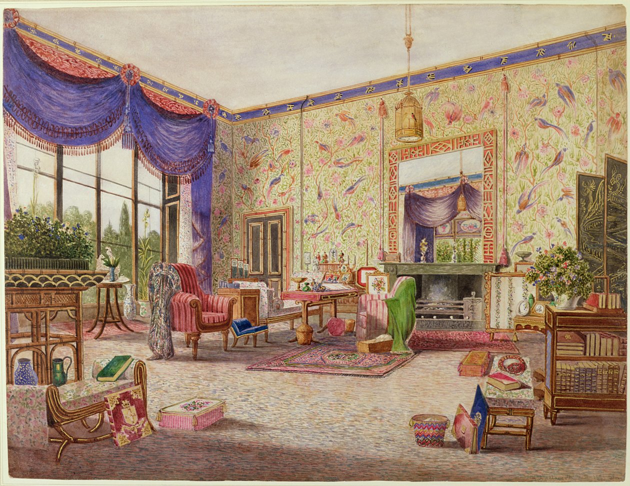 The Chinese Drawing Room, Middleton Park, Oxfordshire, 1839 (katso myös 43369) tekijältä William Alfred Delamotte