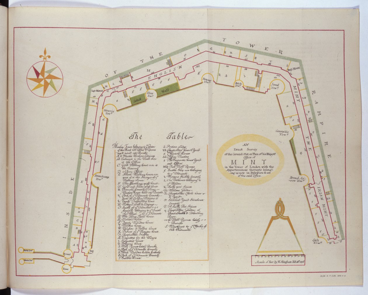 Tornin kuninkaallisen rahapajan suunnitelma, 1701 tekijältä William Alingham