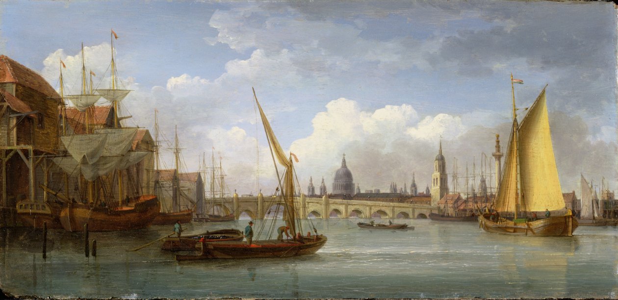 London Bridge, jossa St. Paulin katedraali on kaukana, 1815 tekijältä William Anderson