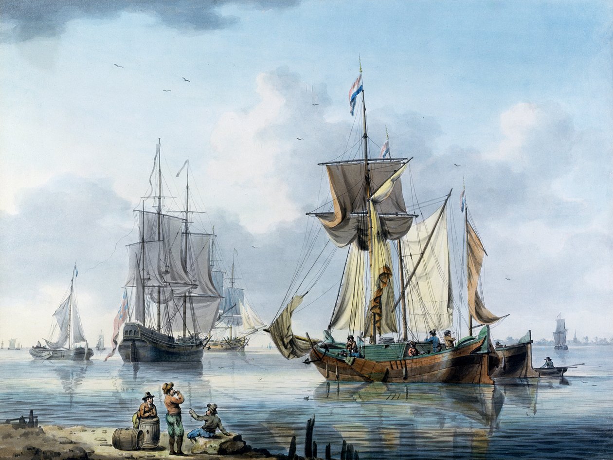Merenkulku suistossa, mahdollisesti Thamesin alajuoksulla, tekijältä William Anderson