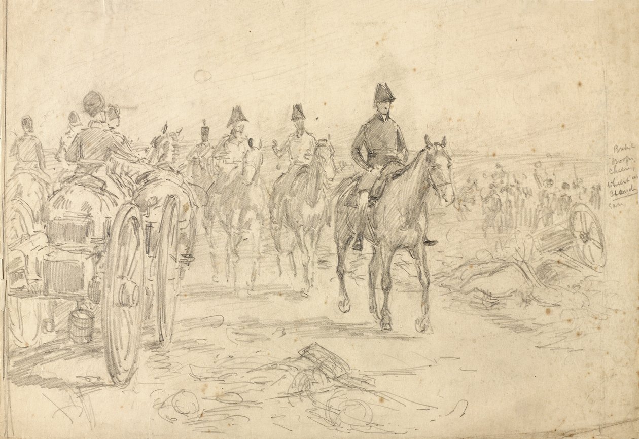Brittijoukot hurraavat seisoessaan rauhassa, 1815, n. 1890 tekijältä William Barnes Wollen