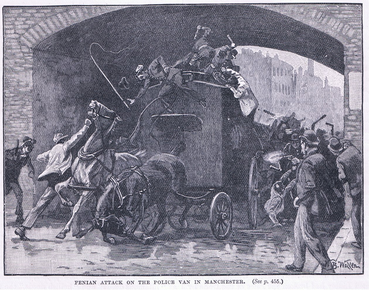 Penian hyökkäys poliisiautoon Manchesterissa 1867 jKr tekijältä William Barnes Wollen