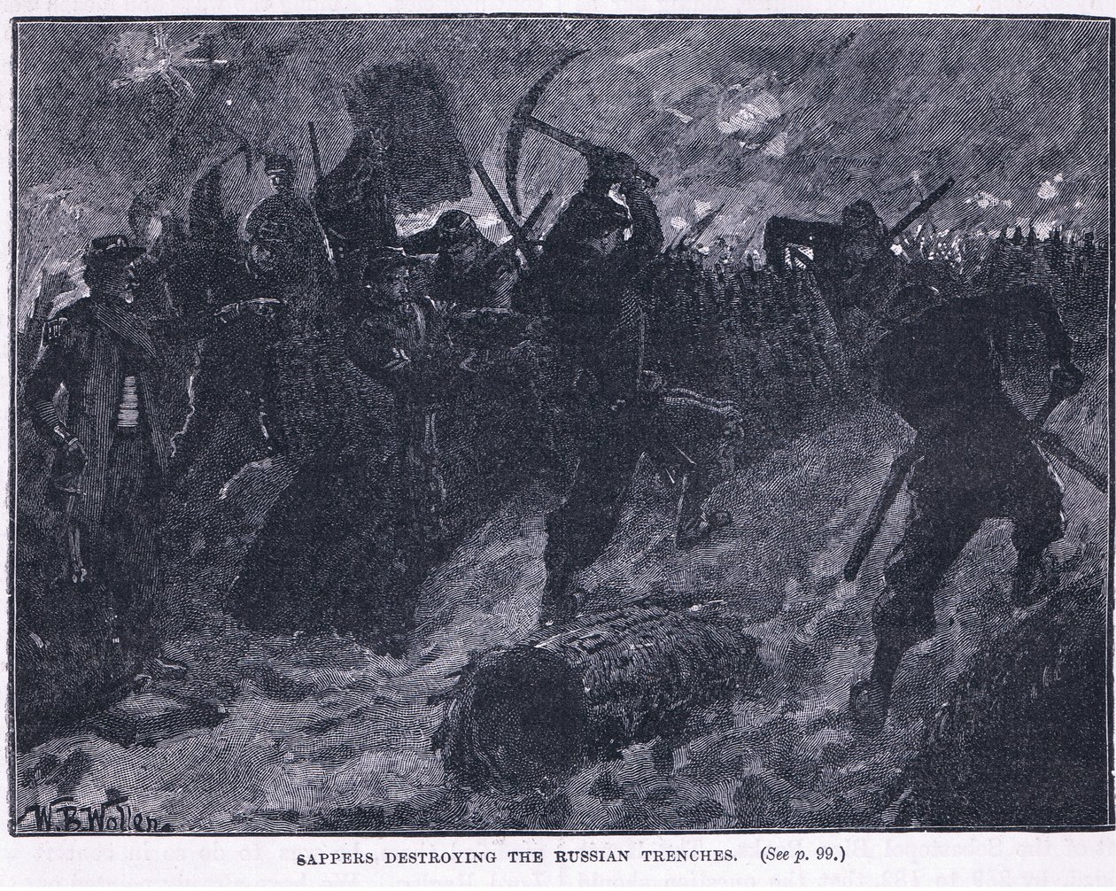 Sapparit tuhoavat venäläisiä juoksuhautoja tekijältä William Barnes Wollen