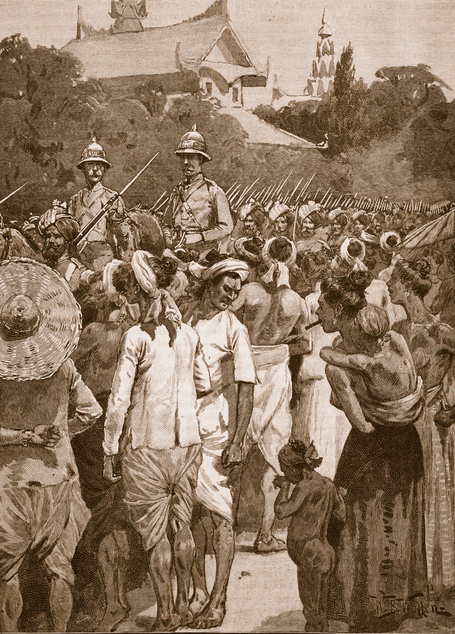 Brittijoukot saapuvat Mandalay, 1885, kuvitus 