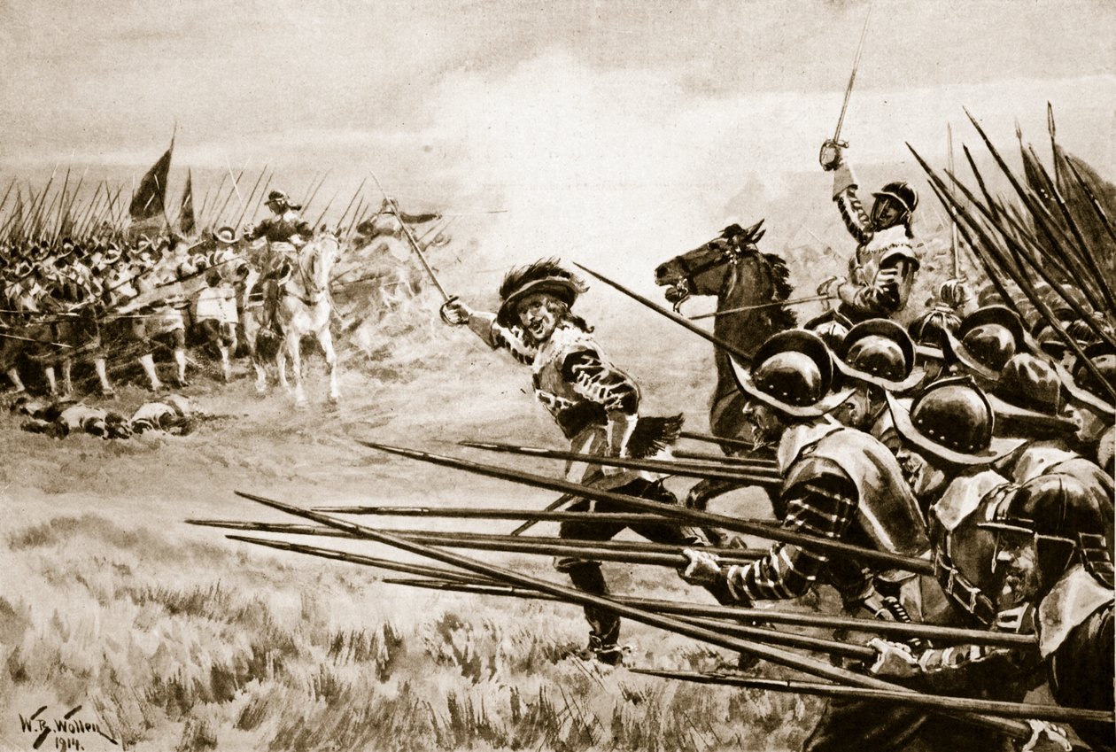 Kuninkaallisten jalkaväen hyökkäys Nasebyssä 14. kesäkuuta 1645. tekijältä William Barnes Wollen