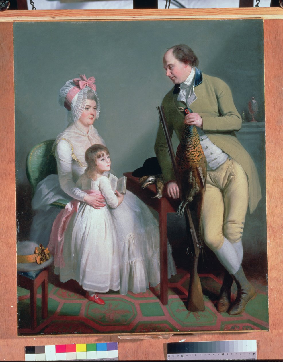 Herra ja rouva Custance Norwichista ja heidän tyttärensä Frances, n. 1786 tekijältä William Beechey
