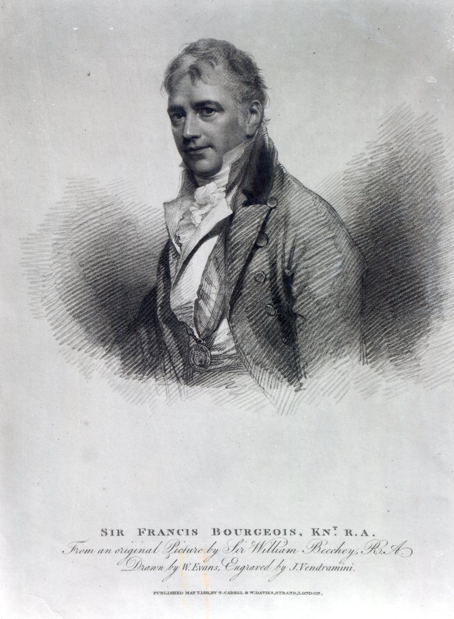 Sir Francis Bourgeois, W. Evansin piirustuksen mukaan, J. Vendraminin kaivertama, 1811 tekijältä William Beechey