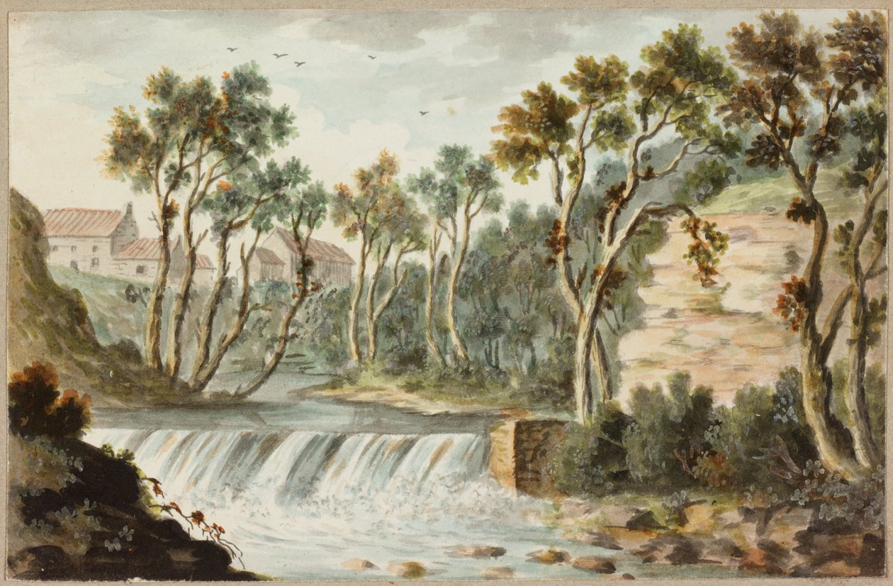 Northumberland Scene (kynä ja akvarelli paperille) tekijältä William Beilby