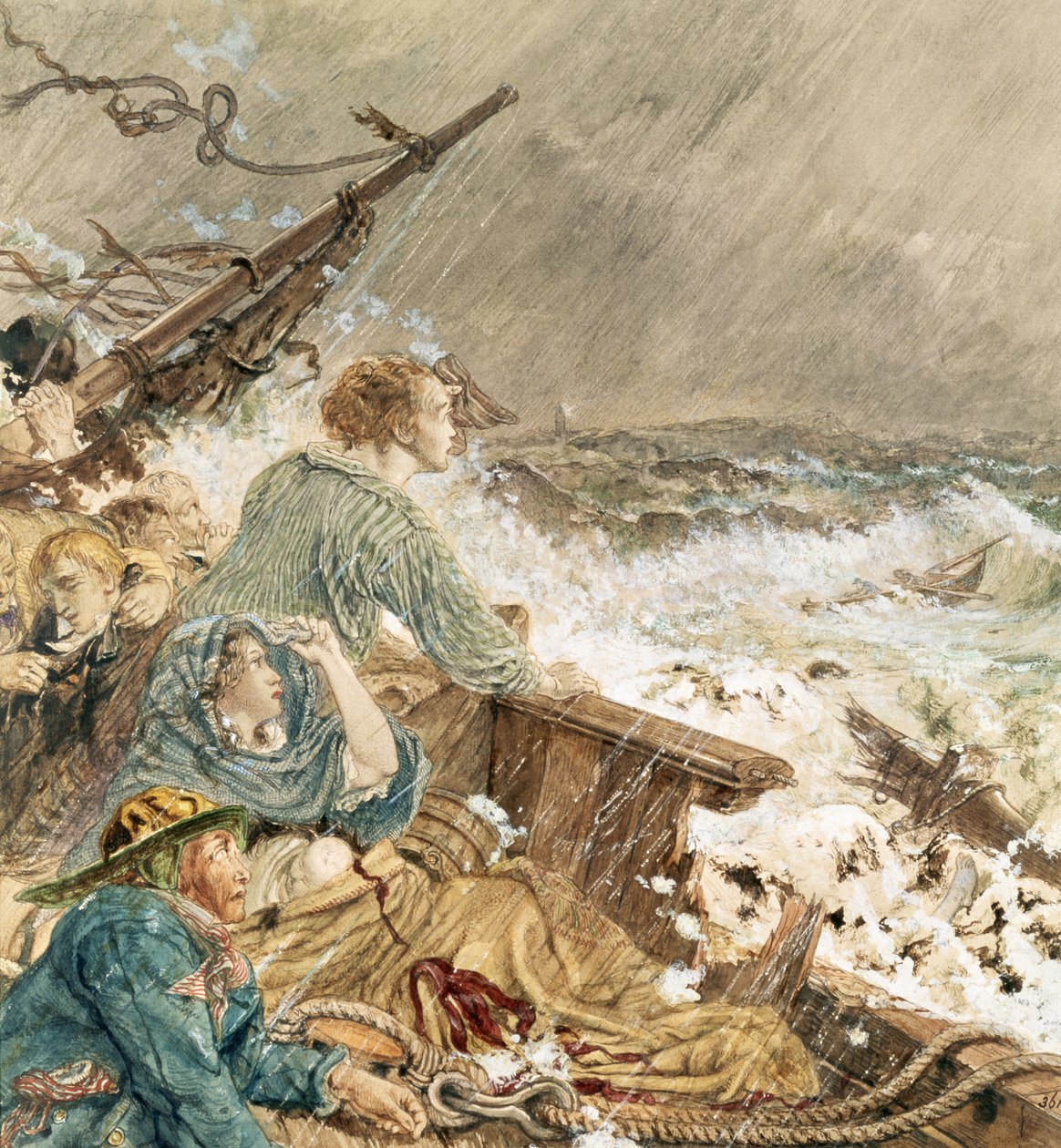 Grace Darling ja hänen isänsä pelastamassa haaksirikkoutunutta miehistöä, 17. syyskuuta 1838. tekijältä William Bell Scott