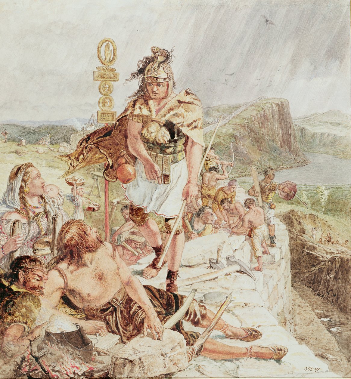 Tutkimus Rooman muurin rakentamisesta, n. 1857 (katso seinämaalaus kohdasta 132581) tekijältä William Bell Scott