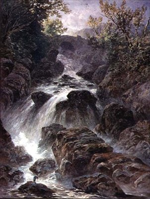 Silta ja vesiputous lähellä Capel Curigia tekijältä William James Bennett