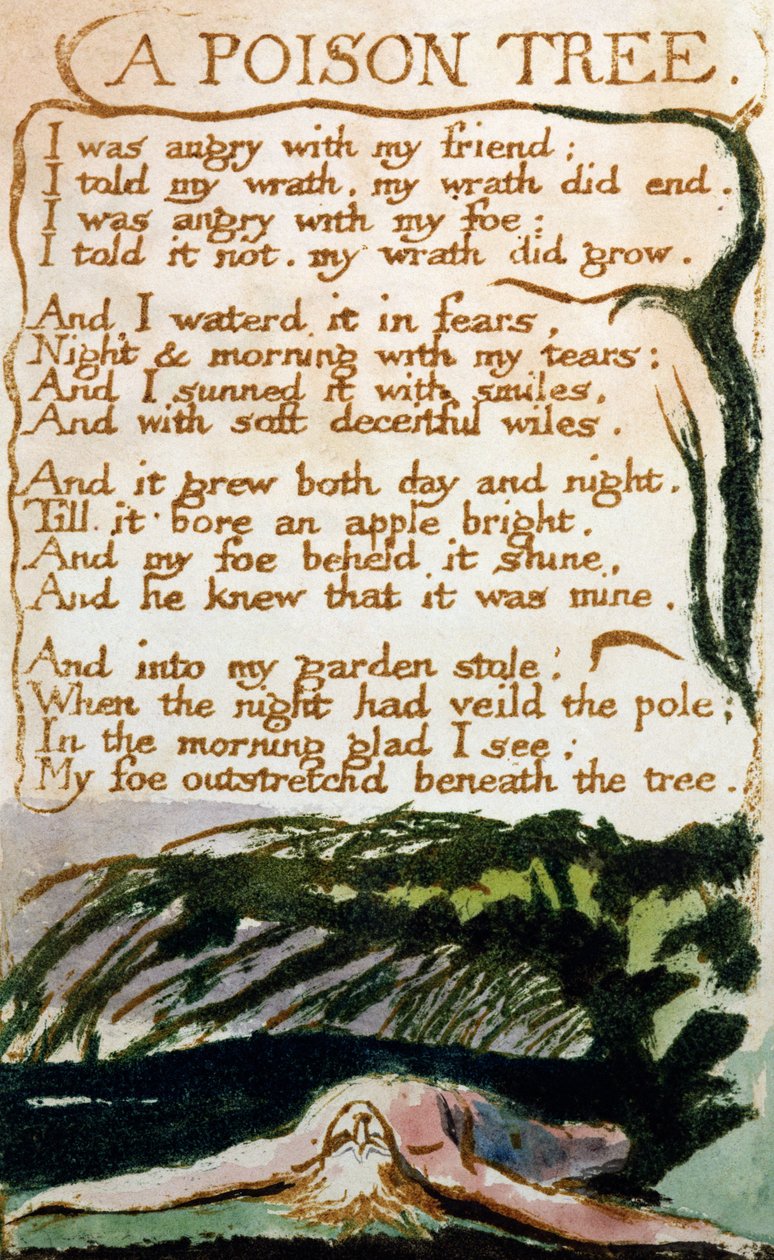Poison Tree, kappaleesta Songs of Experience tekijältä William Blake