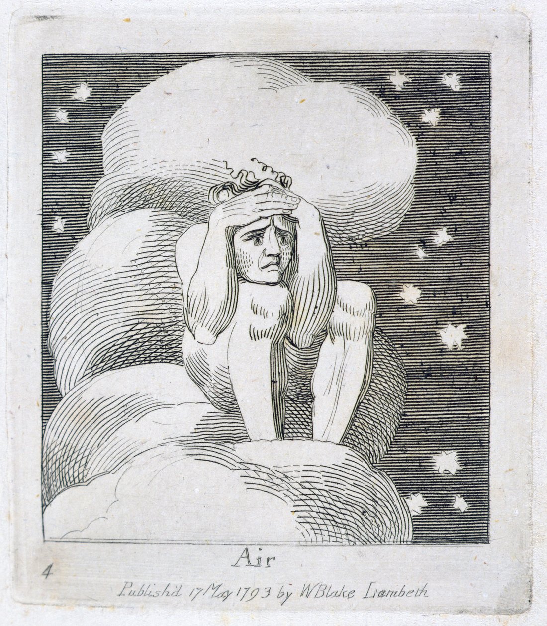 Ilma, levy 6, teoksesta "Lapsille. Paratiisin portit", 1793 tekijältä William Blake