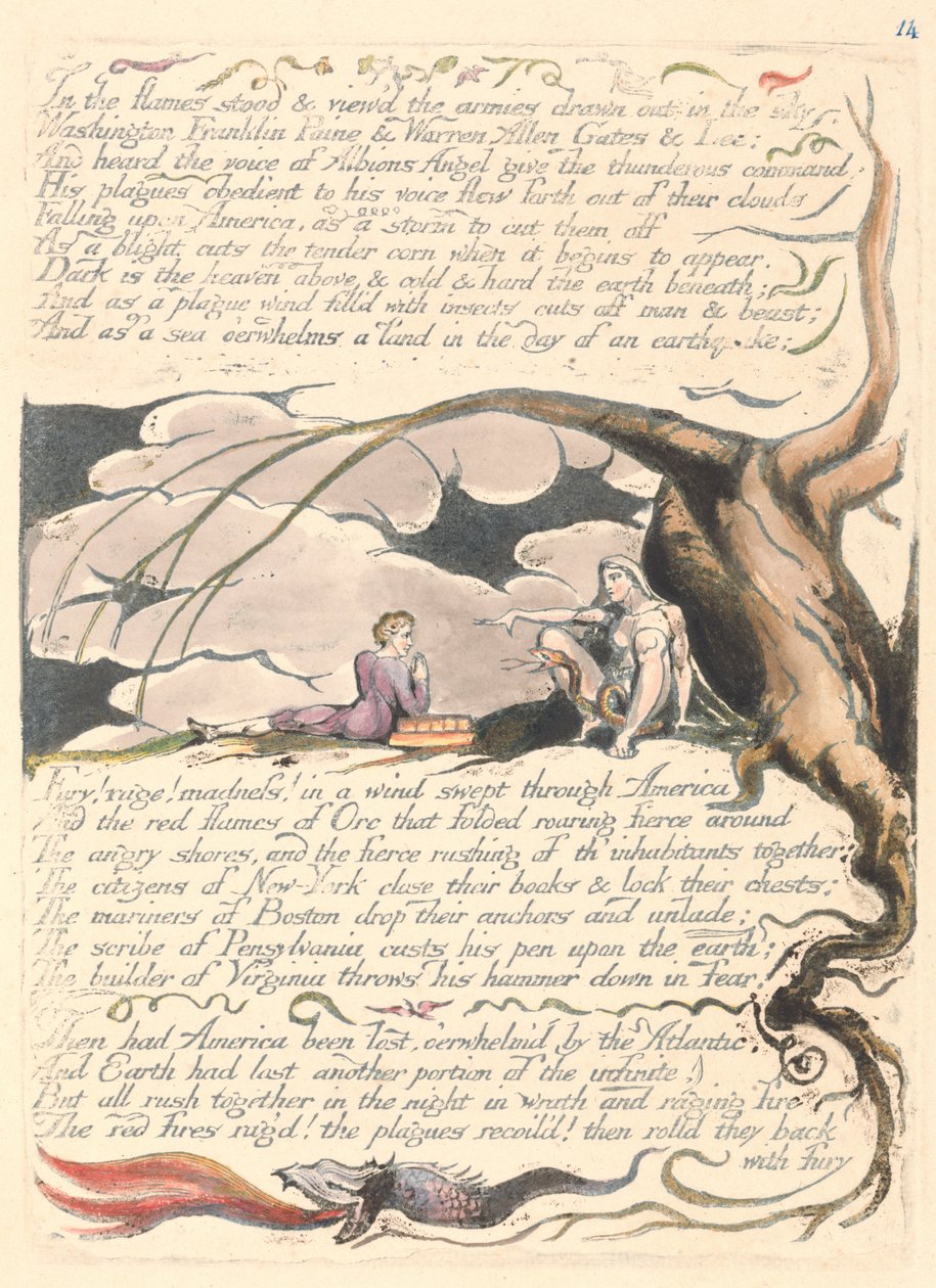Amerikka. Profetia, levy 16, liekkeissä ... tekijältä William Blake