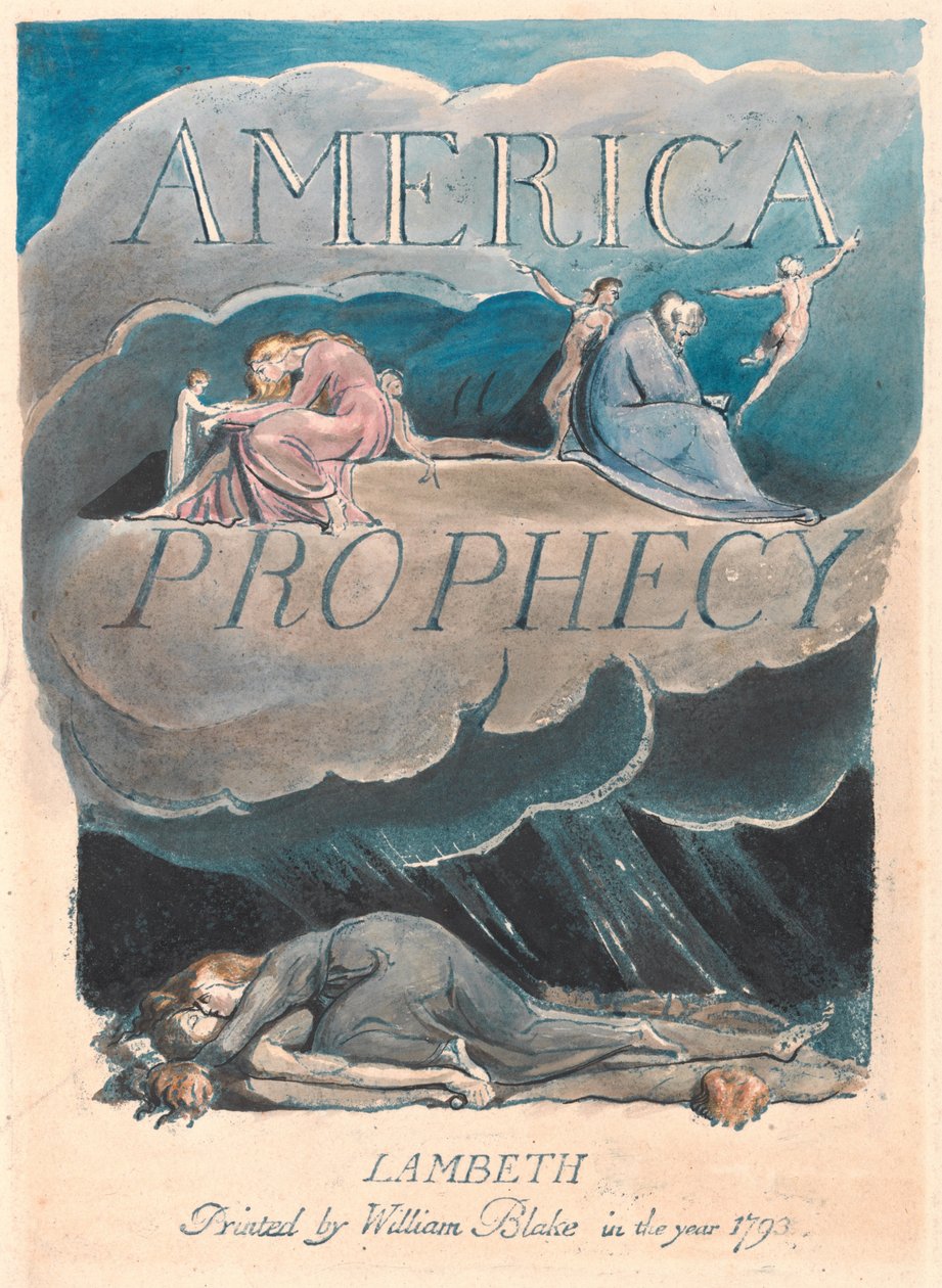 Amerikka. Profetia, levy 2, otsikkosivu tekijältä William Blake