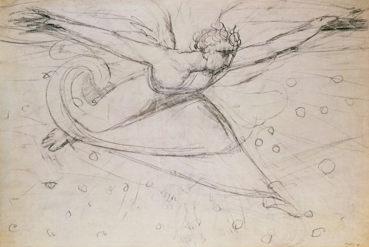Tähtien joukossa vaeltava enkeli (piirustus) tekijältä William Blake