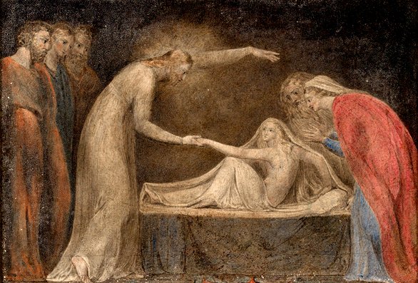 Kristus kasvattaa Jairussin tytärtä tekijältä William Blake