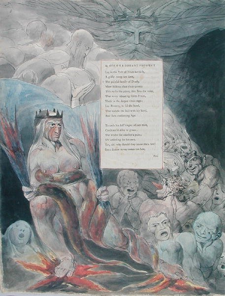 Design 20 for Ode on a Distant Prospect of Eton College teoksesta The Poems of Thomas Gray, julkaistu 177-98 (wc kynällä ja musteella paperilla) tekijältä William Blake