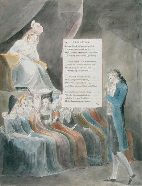 Design 32 pitkälle tarinalle Thomas Grayn runoissa, julkaistu 1797-98 (wc kynällä ja musteella paperilla) tekijältä William Blake