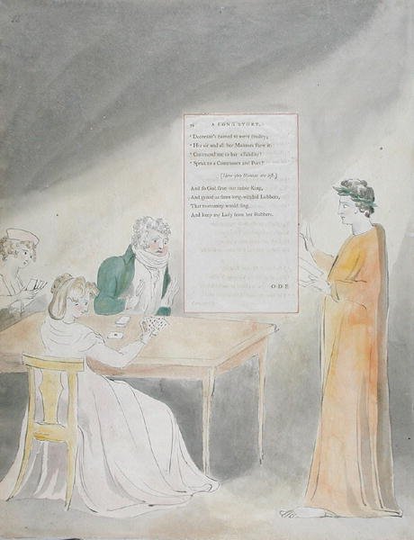Design 34 pitkälle tarinalle Thomas Grayn runoissa, julkaistu 1797-98 (wc kynällä ja musteella paperilla) tekijältä William Blake