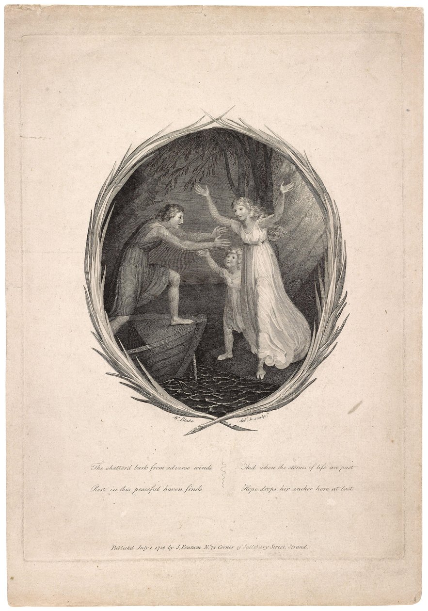 Suunnitelma nuotin kansilehdelle Thomas Comminsin Elegy -musiikki tekijältä William Blake