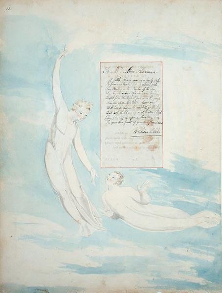 Elegia kirjoitettu maalaiskirkkopihalla, Thomas Grayn runoista, julkaistu 1797-98 (wc ja musta muste paperille) tekijältä William Blake