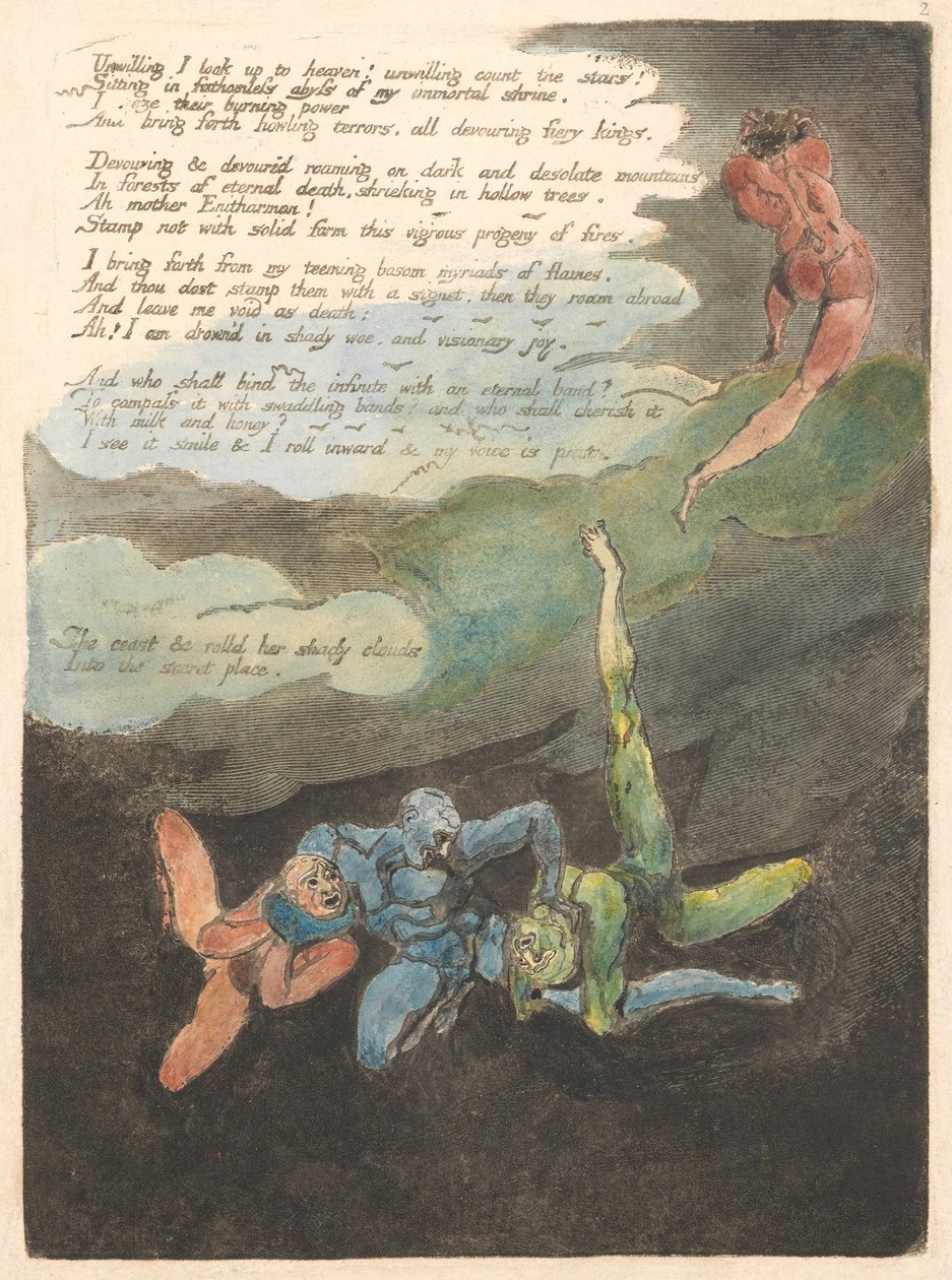Eurooppa. Profetia, levy 4, Haluttomana Katson ylös. . . . (Bentley 5) tekijältä William Blake