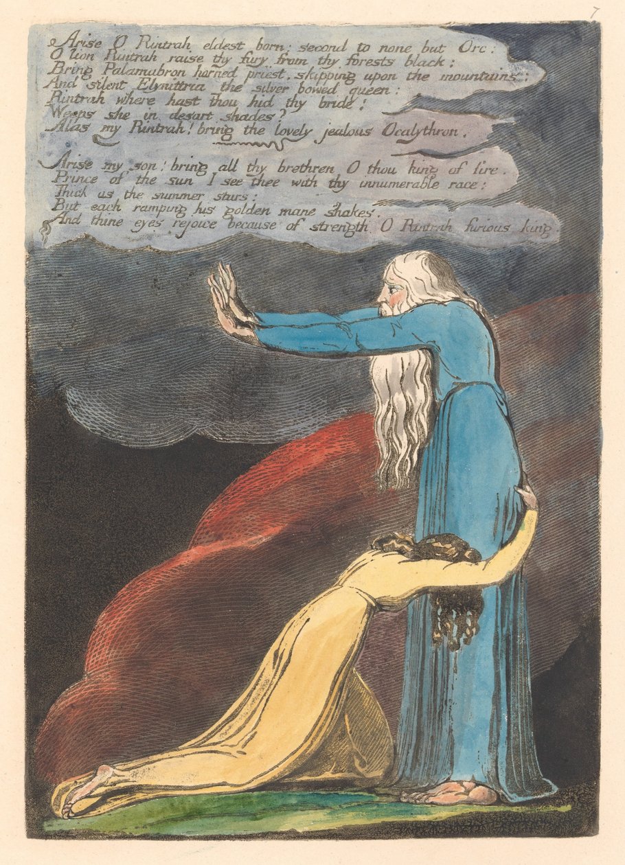 Eurooppa. Profetia, levy 9, nouse, Rintrah. . . . (Bentley 11) tekijältä William Blake