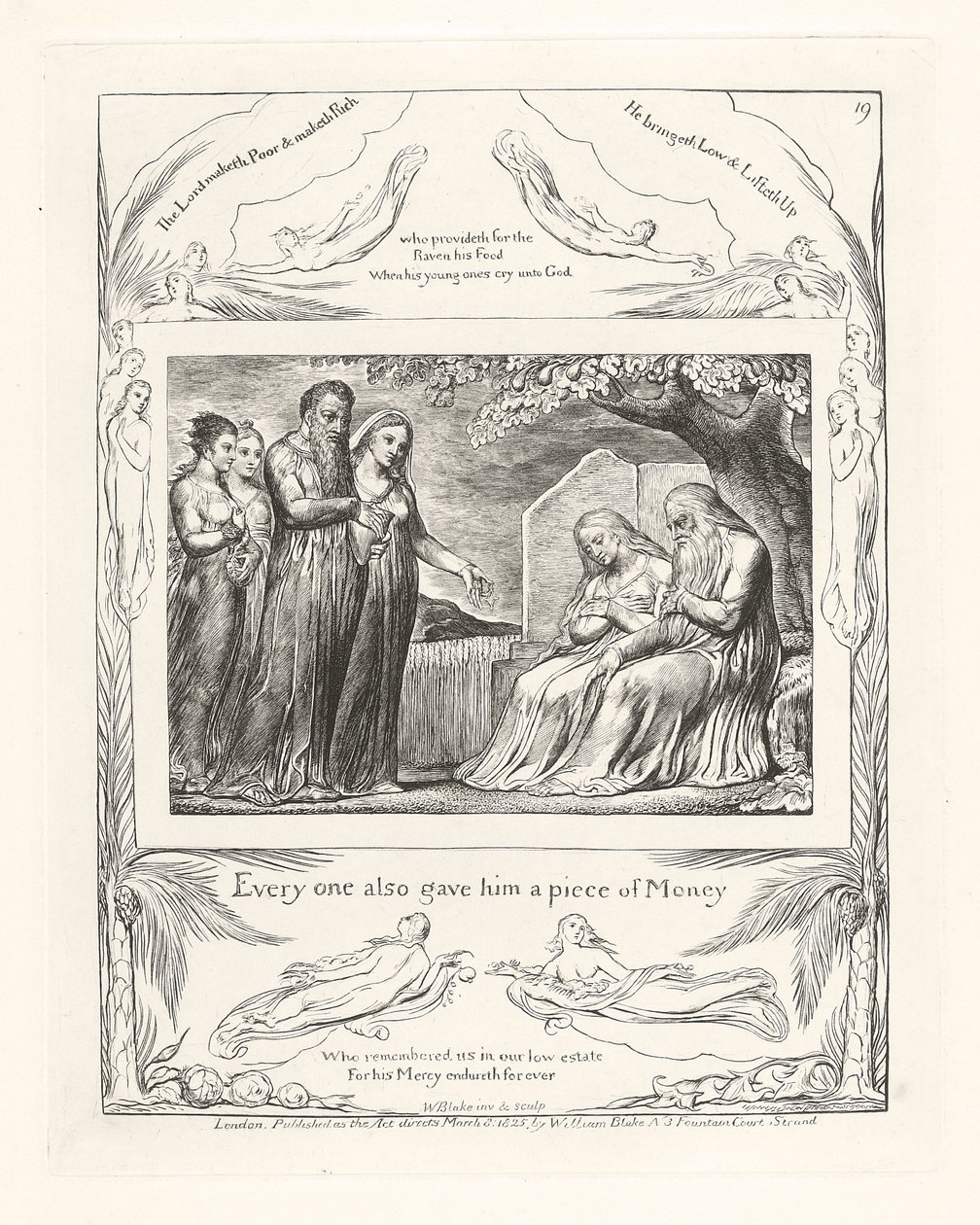 Jokainen antoi hänelle myös palan rahaa, 1825 tekijältä William Blake
