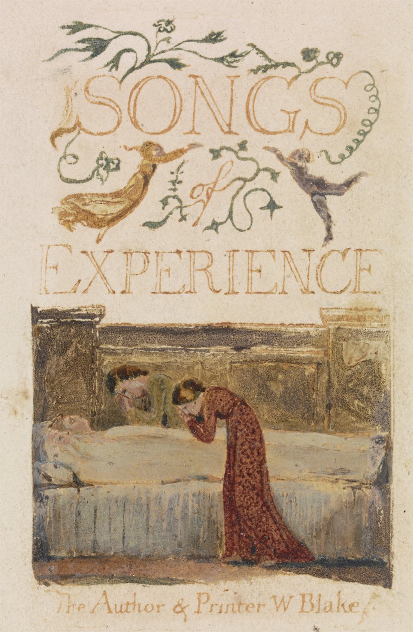 Kokemus, otsikkosivu, lomake Songs of Experience, 1794 (reliefietsaus vesiväreillä) tekijältä William Blake